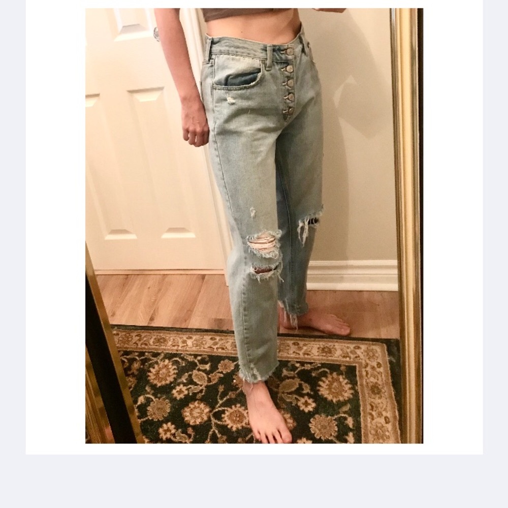 Free People High Waisted Ripped Jeans